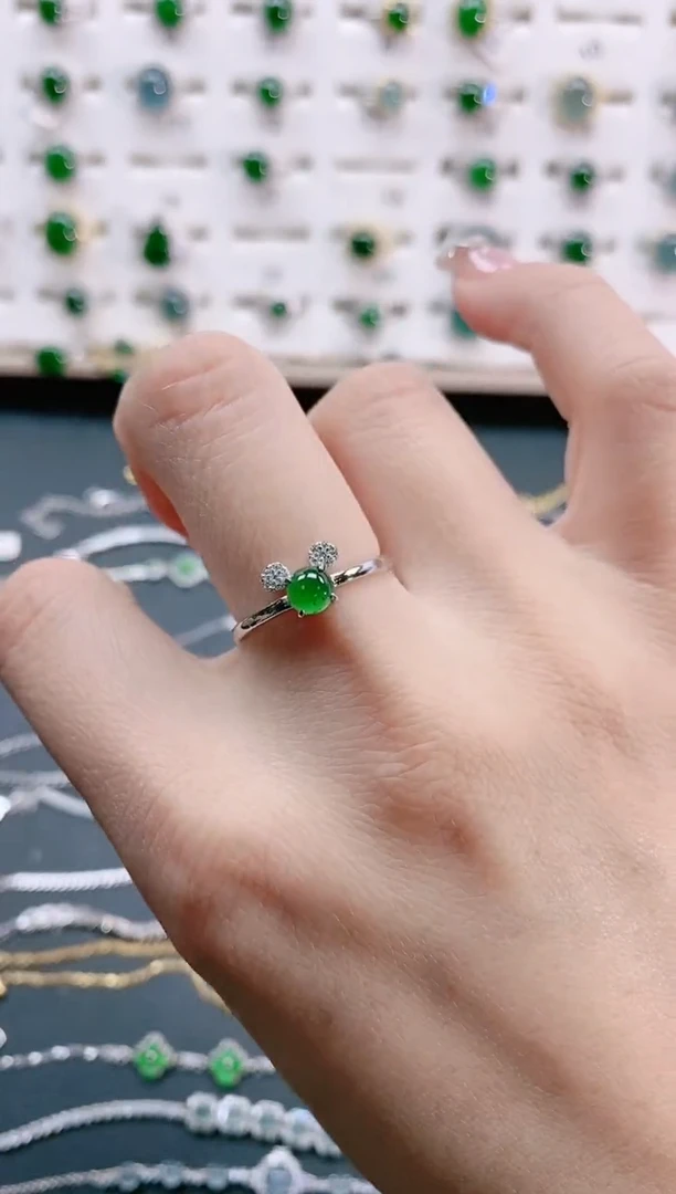 【闪购商品】翡翠戒指银S925镶嵌天然翡翠