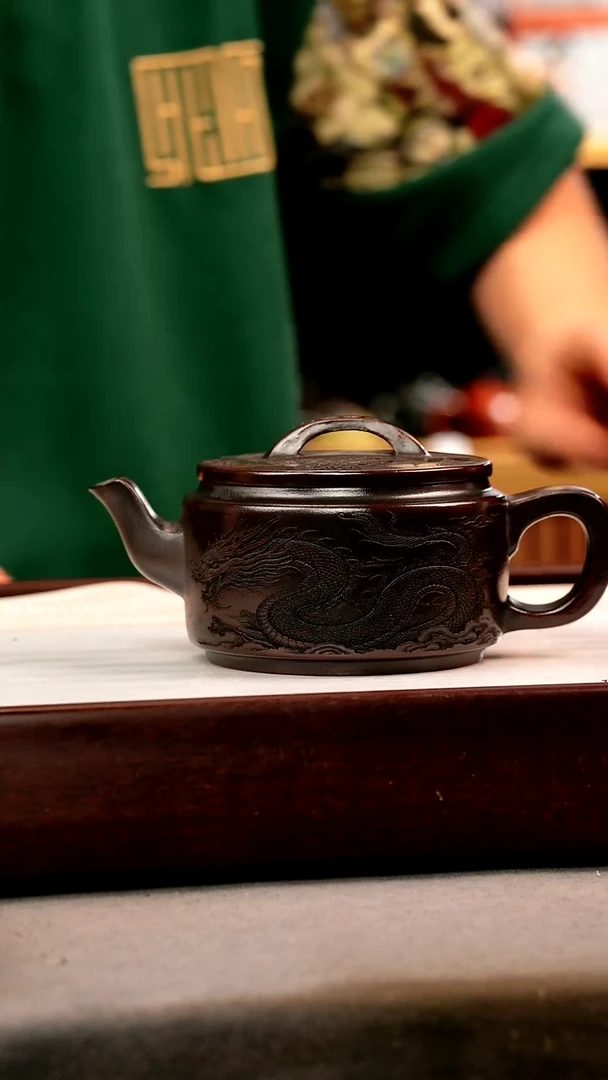 茶壶紫砂铁血红砂 汉瓦 龙行天下