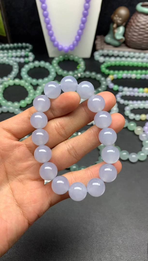 未镶嵌手链翡翠天然缅甸翡翠A货冰蓝紫手串卡12.7mm