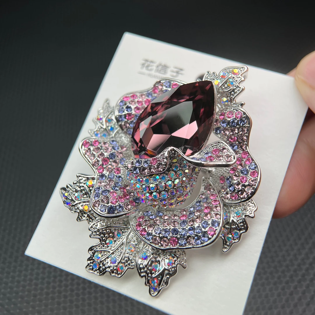 铜锆石胸针 9173 彩锆中古玫瑰 超大超重秋冬新品大衣配饰胸花