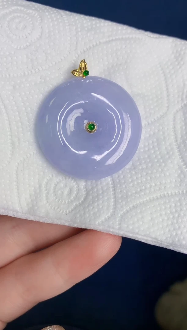 颈饰18K金镶嵌翡翠缅甸天然翡翠A货
