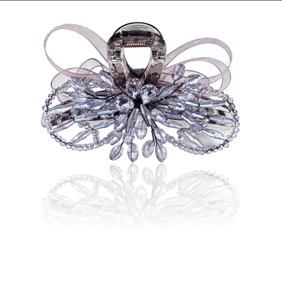 雅幻蝶新款法式轻奢花朵发夹流苏发抓女仙美抓夹鲨鱼4445