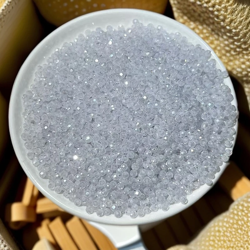 天然散珠 白锆石切割面珠【K020】3mm 50颗15元