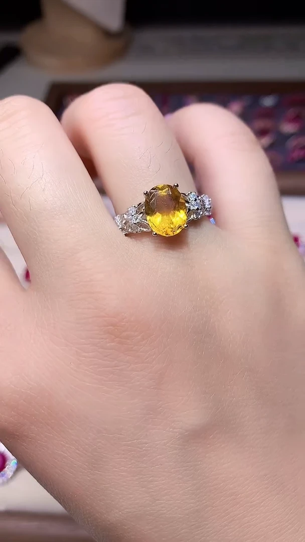【闪购商品】黄晶戒指银S925镶嵌0000