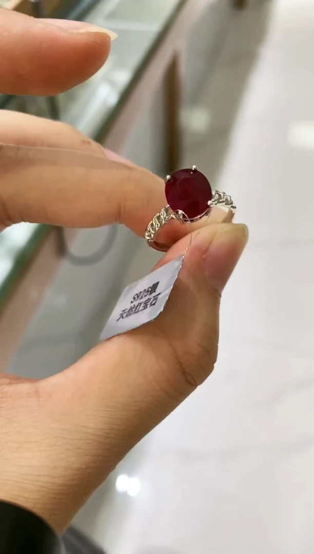【闪购商品】红宝石戒指银S925镶嵌戒指