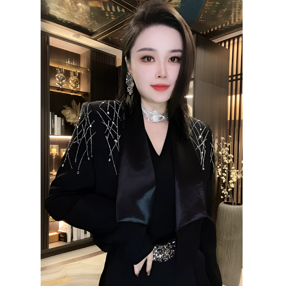 烫钻西装重工轻奢气质外套重工炸街小众设计师显瘦时尚西装外套