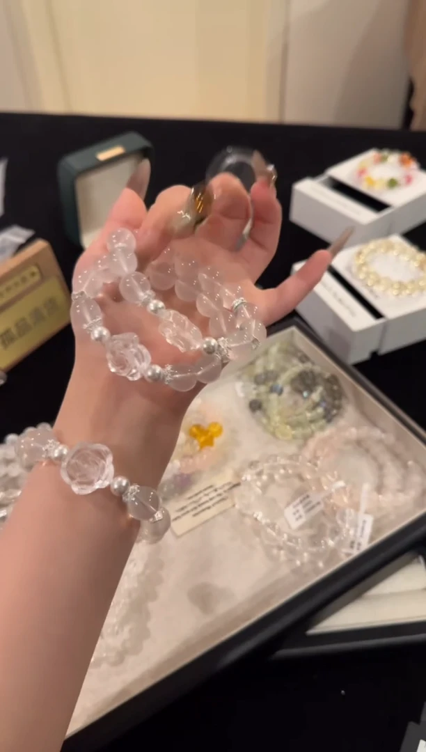 水晶手链合金奶白晶x2014