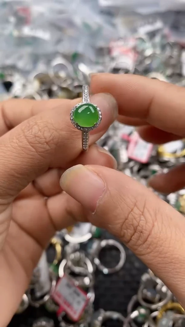 银S925镶嵌戒指翡翠111--5