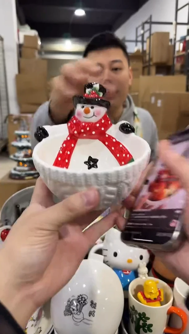 瓷片原盒雪人碗