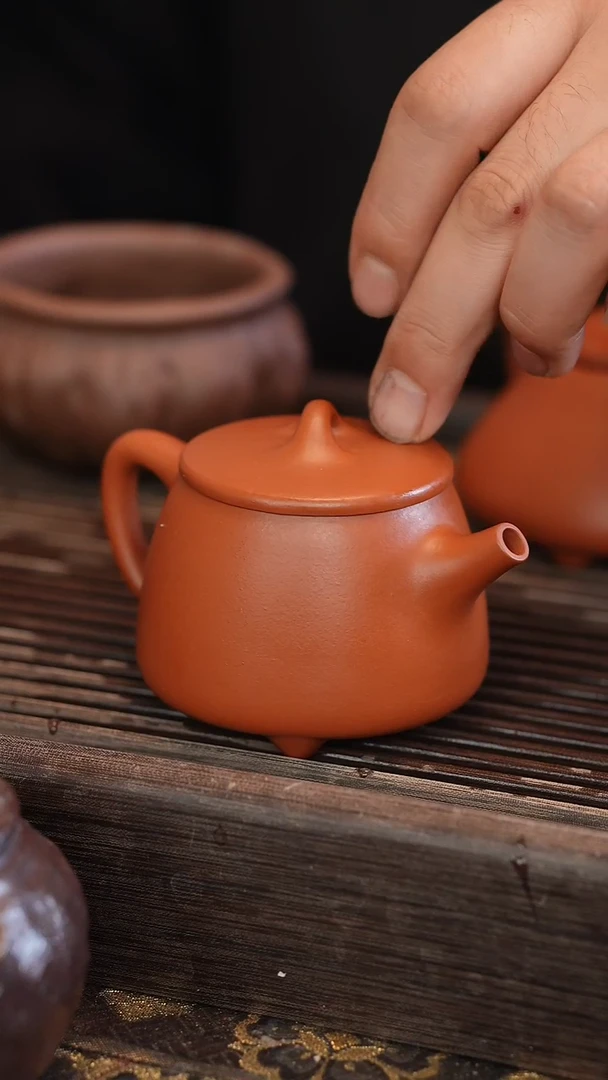 茶壶紫砂高石瓢 朱泥 半手工 170cc