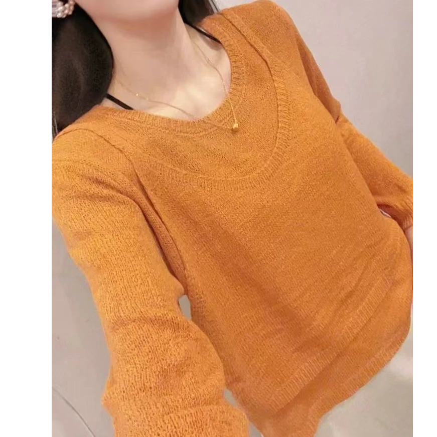 892毛衣圆领毛针织衫假两件宽松型套头款宽松长袖秋冬