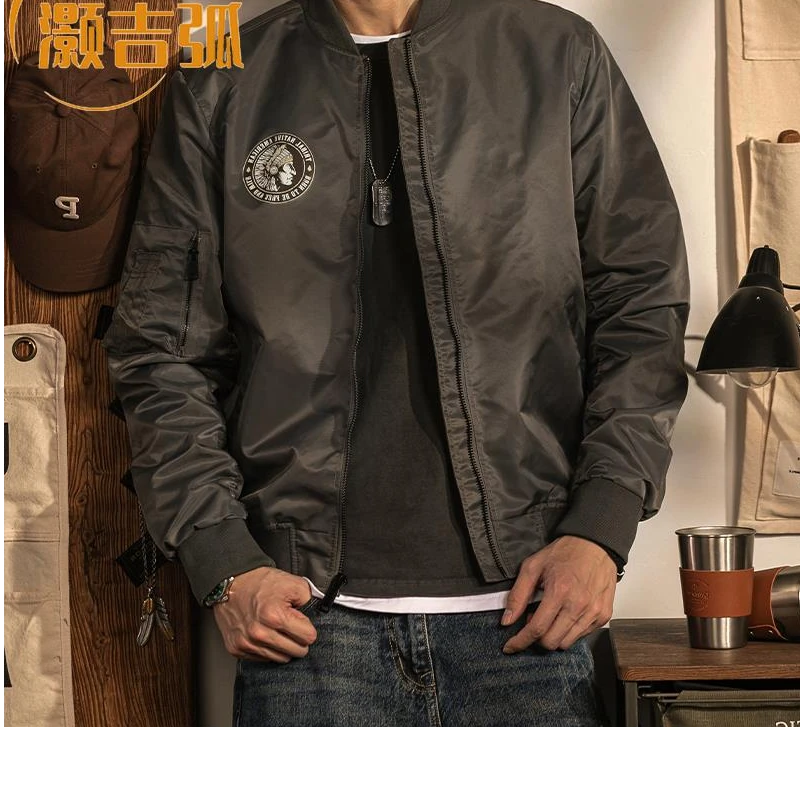 灏吉弧飞行员夹克外套薄款2025年秋季新款美式覆古棒球服飞行外套
