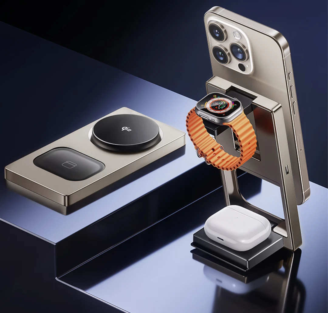 准新品  李森三合一Qi2认证magsafe磁吸支架适用苹果手机手表耳机