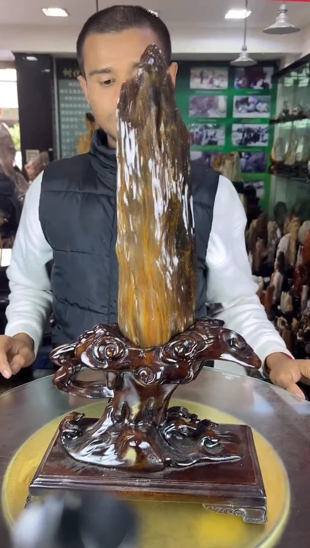 缅甸天然树化玉摆件