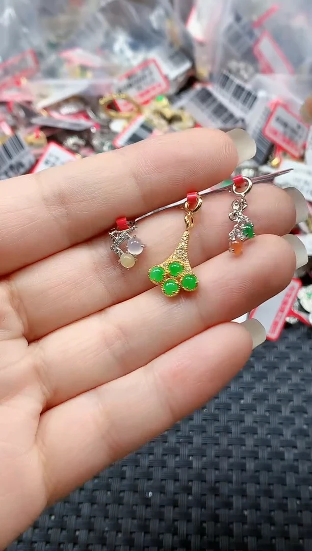 银S925镶嵌戒指翡翠天然A货缅甸翡翠