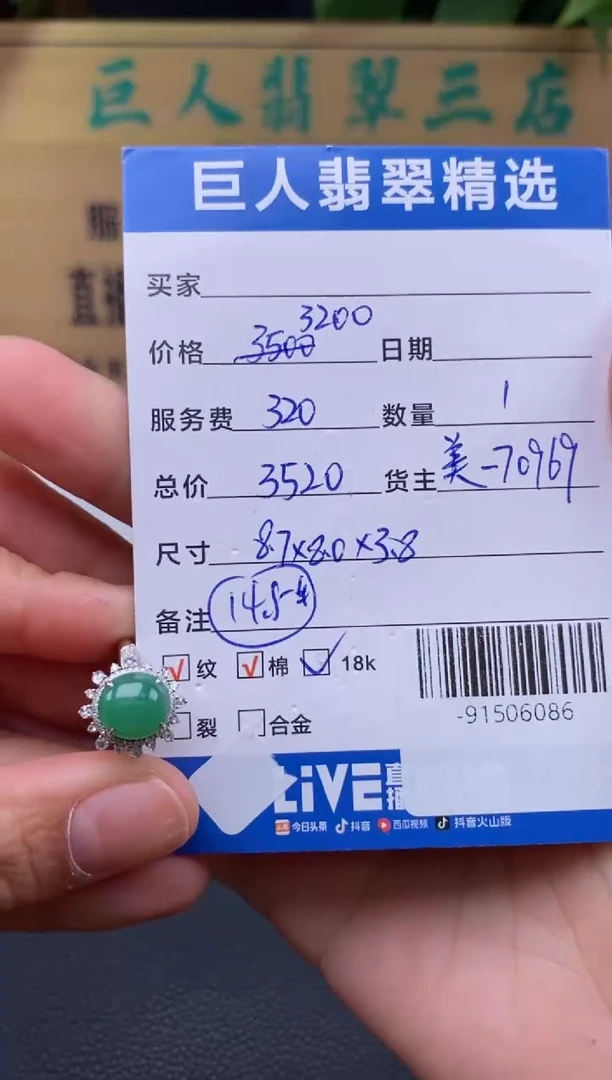 颈饰18K金镶嵌翡翠多人-91506086