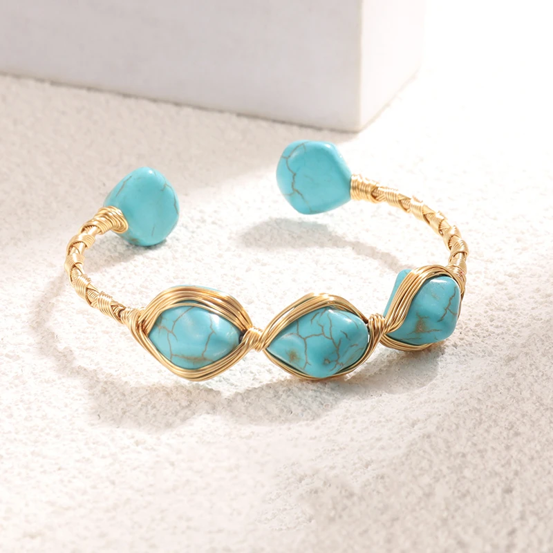 铜合金手镯 简约轻奢金色时尚手工欧美风手镯饰品气质编织5232