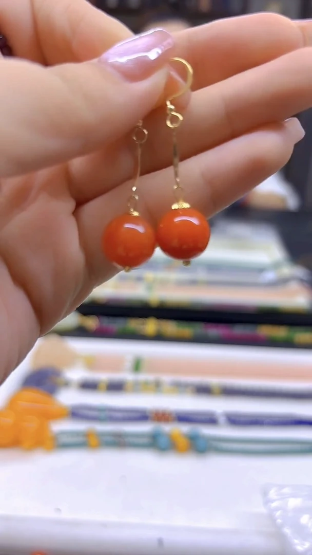 翡翠14K金镶嵌耳饰DIY款E565