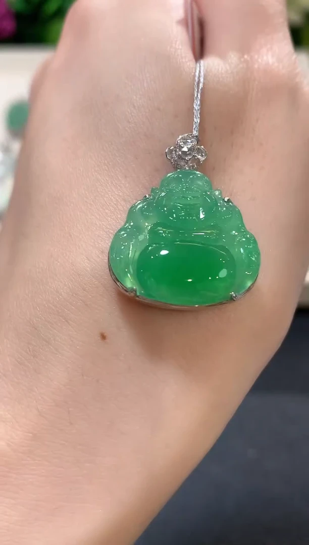 吊坠(不含链)18K金镶嵌翡翠a121