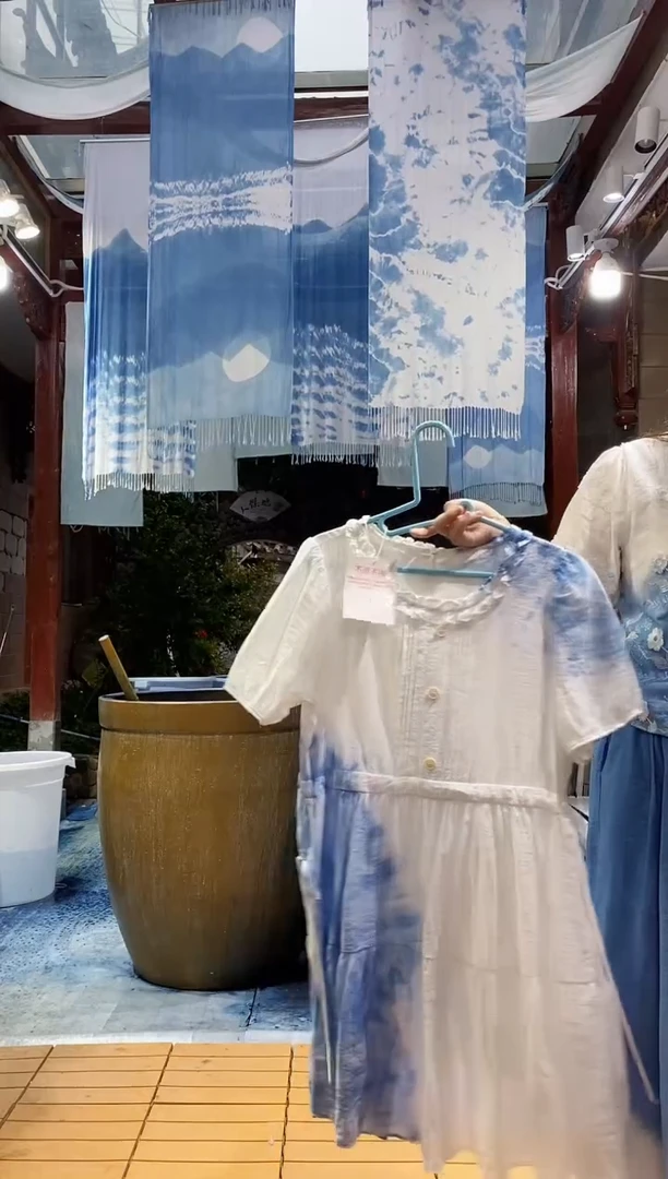 云浅蓝深 扎染服装  070