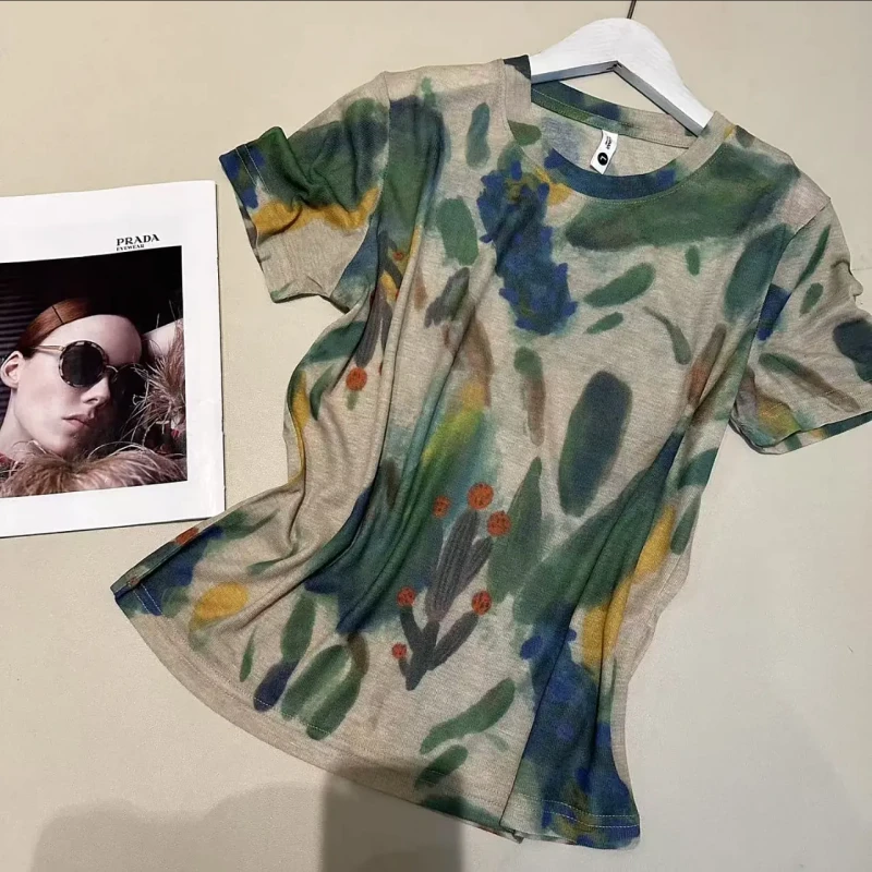 《姚家优麦汇》Y6121夏款圆领设计感时尚百搭短袖显瘦上衣款女