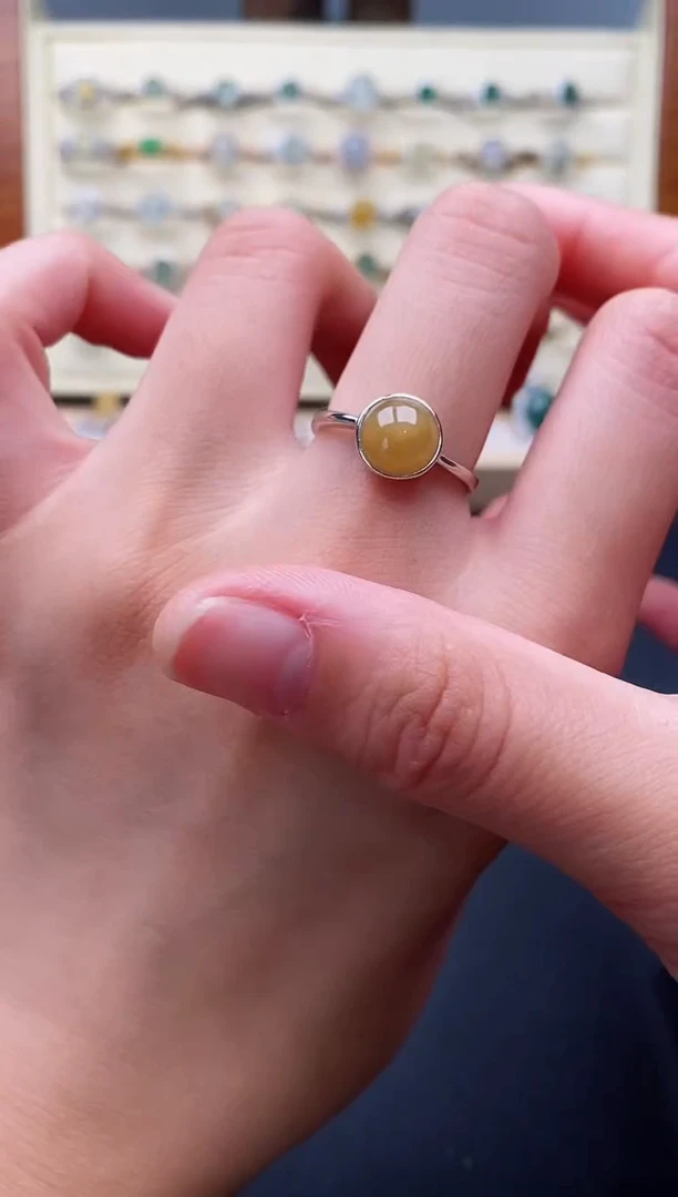 翡翠戒指银S925镶嵌11111111+9