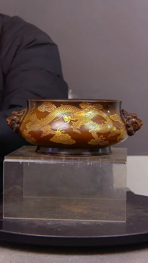 生**道山水铜缘紫铜香炉结缘1111