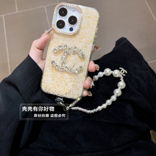 适用苹果华为手机壳iphone16金箔细闪mate70透明15pro防摔p70手链