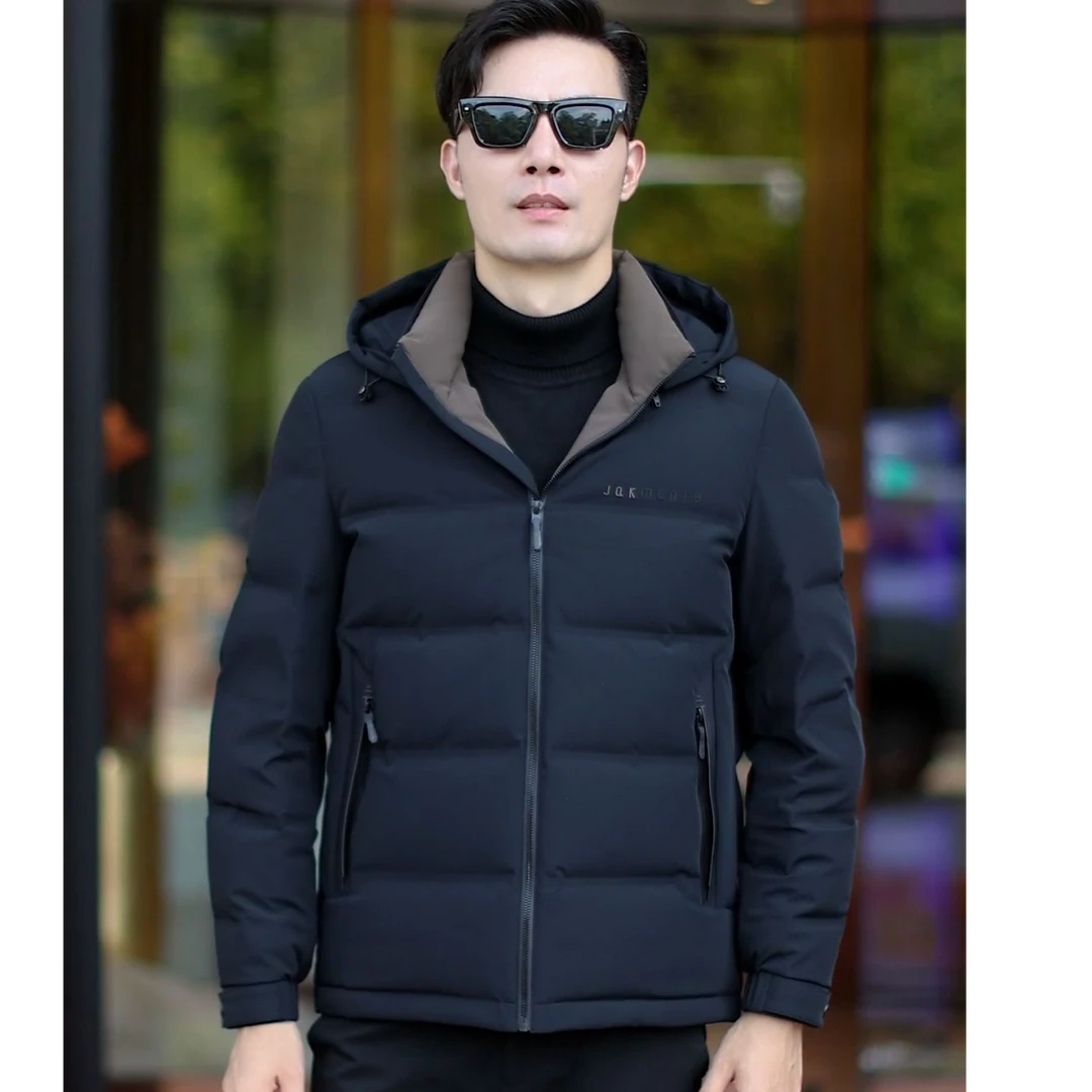 2025新款加厚羽绒服冬季男士连帽休闲时尚保暖防风外套短款