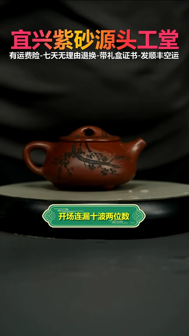 茶壶紫砂蒋静明龙血砂梅花景舟石瓢300CC