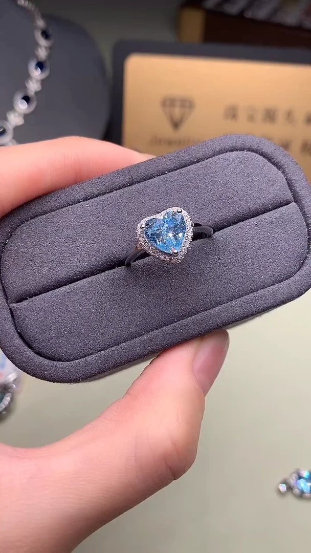 银S925镶嵌戒圈海蓝宝石.。。。。。。。