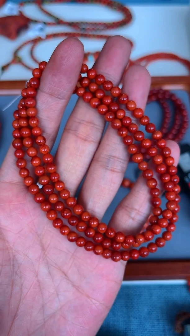 手链未镶嵌南红玛瑙A19原矿双色锦多圈