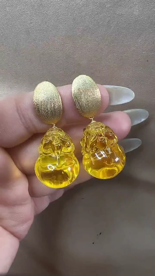 琥珀颈饰未镶嵌耳环