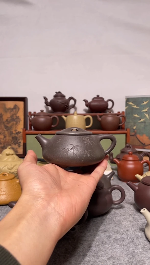 茶壶紫砂大水潭天青手工泥 景州石瓢220cc