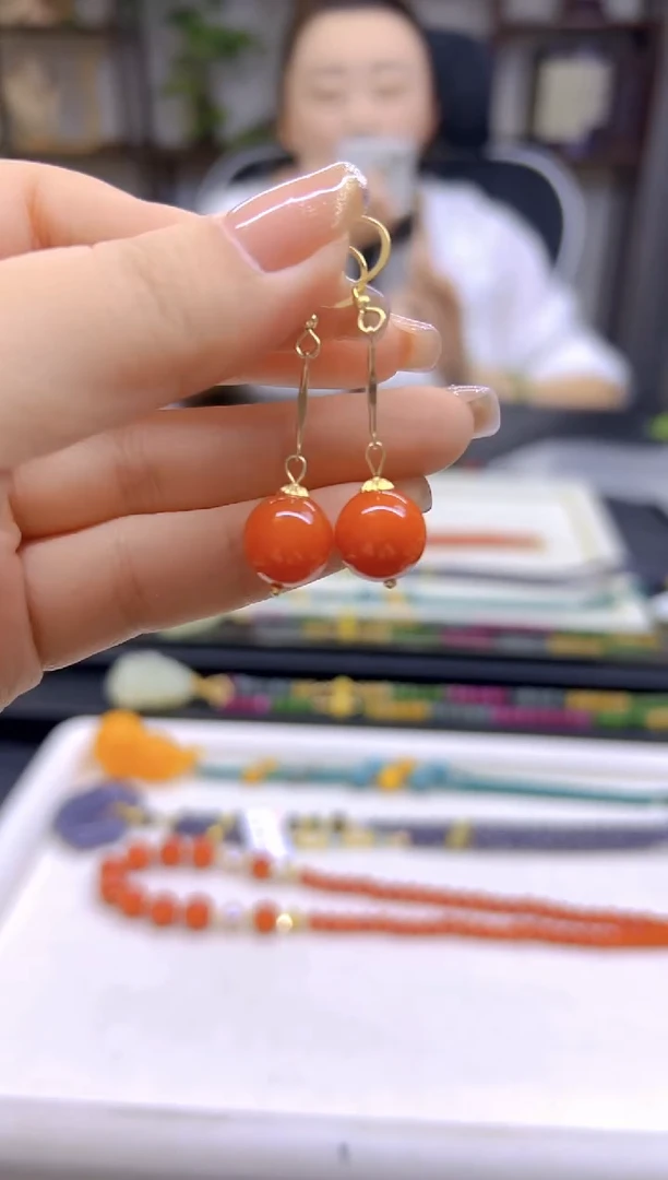 翡翠14K金镶嵌耳饰DIY款E565