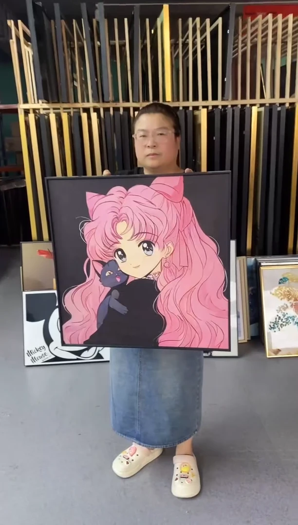 竖款6060少女装饰画一幅