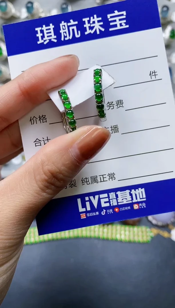 【闪购商品】翡翠耳饰银S925镶嵌0214
