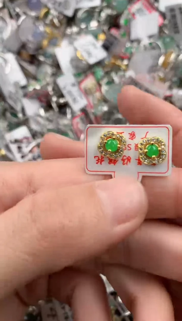 银S925镶嵌戒指翡翠555   1