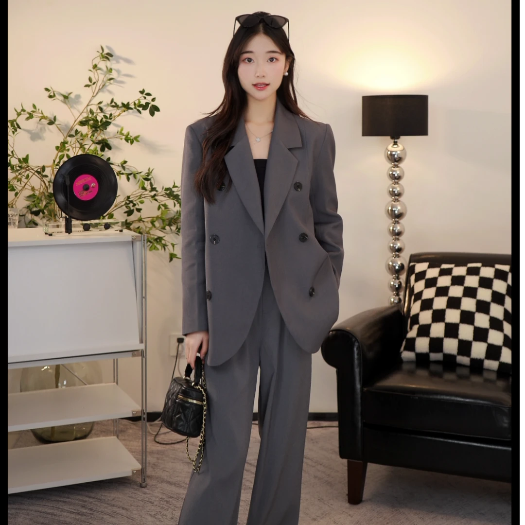 25新款韩版气质西装套装女高级感休闲风显瘦阔腿裤职业装外套春季