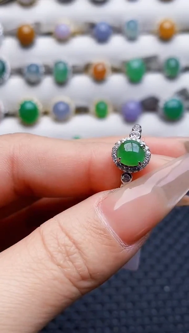银S925镶嵌戒指翡翠0744