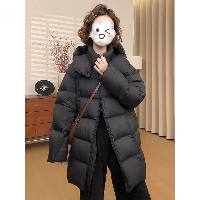 MISU/糜素冬季连帽泡芙中长款棉服2025新款棉衣加厚保暖棉袄外套