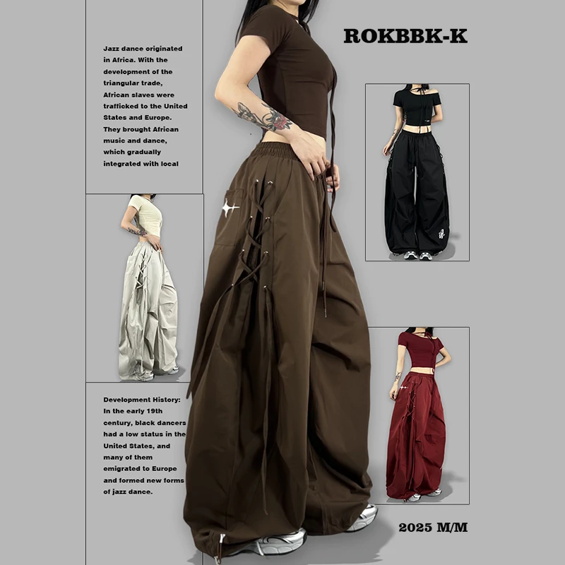 ROKBBK-K街舞潮牌新款系带速干嘻哈休闲显瘦女运动长裤爵士舞