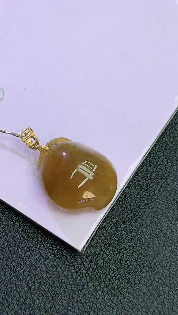 颈饰18K金镶嵌翡翠赠礼盒证书 麦麦