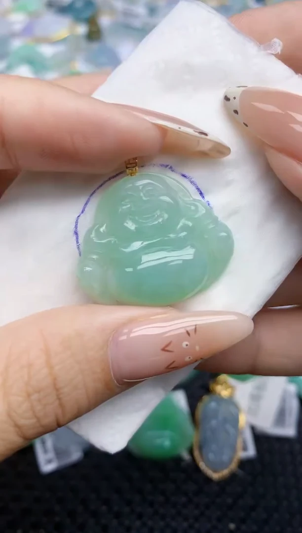 翡翠18K金镶嵌颈饰160   天然翡翠A货