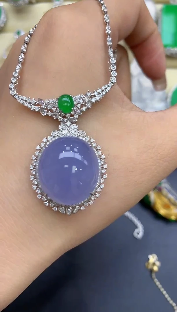 颈饰18K金镶嵌翡翠529-中国好珍宝