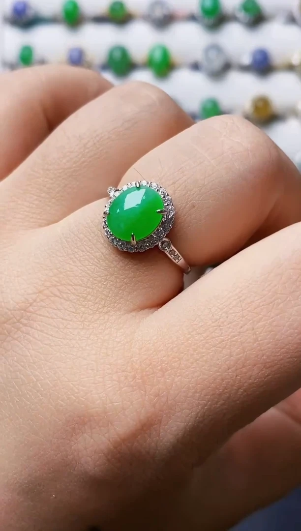 银S925镶嵌戒指翡翠3137