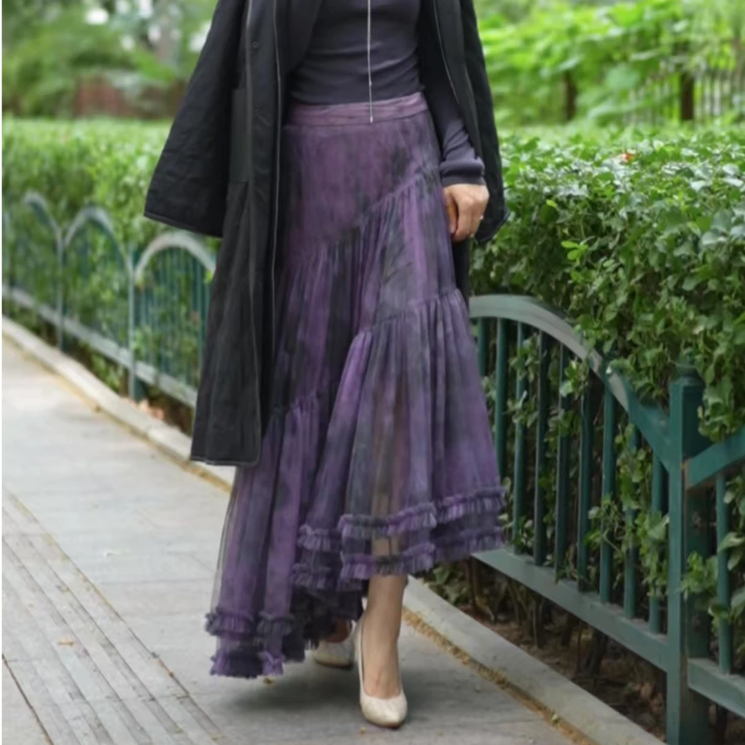 雅莲玺秋季新款拼接半裙半身裙秋冬裙子长款