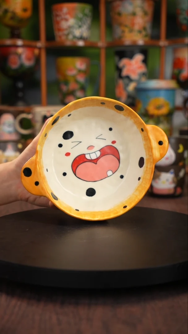 釉下手绘陶瓷饭碗