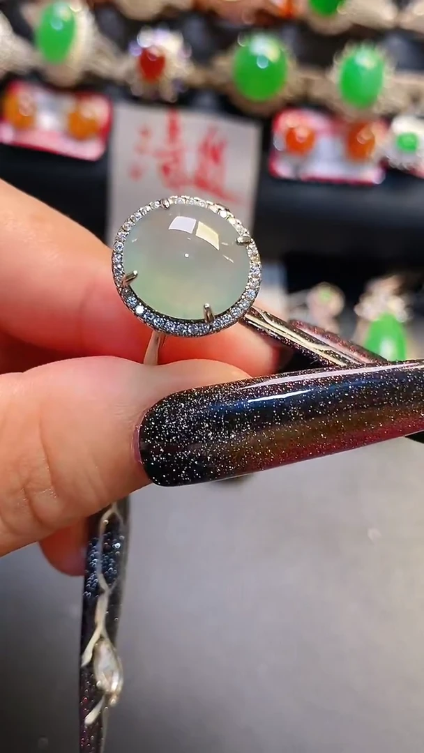 银S925镶嵌戒指翡翠天然