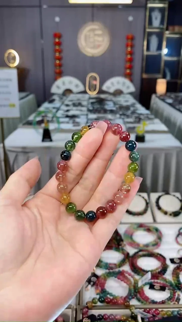 未镶嵌收藏级老矿碧玺单圈手串8mm+碧玺hon多样性发一条